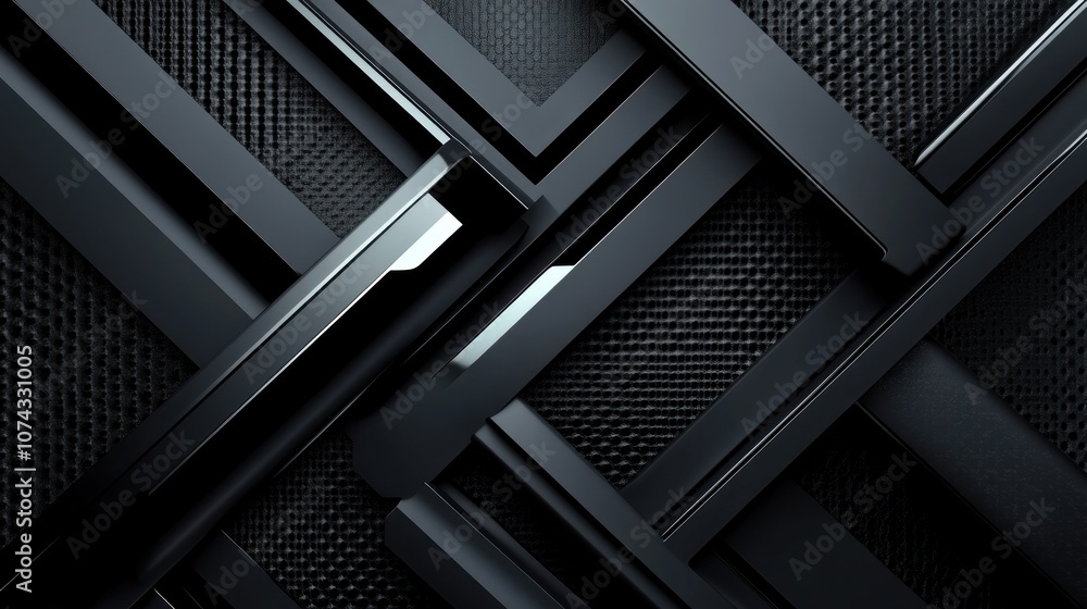 Aufkleber futuristic background with 3d geometric shapes in chrome and black, adding a modern, edgy look with 