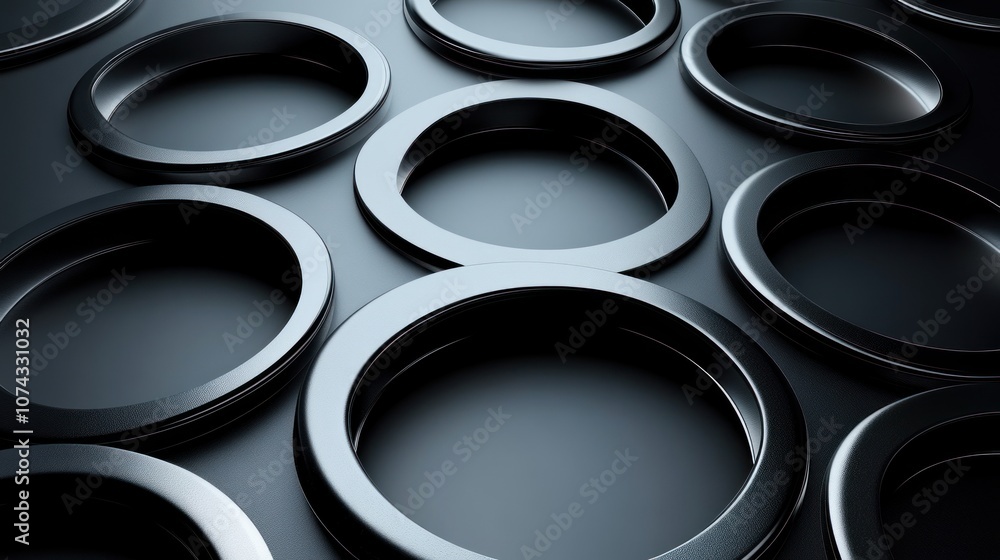 Aufkleber futuristic background with 3d geometric shapes in chrome and black, adding a modern, edgy look with 