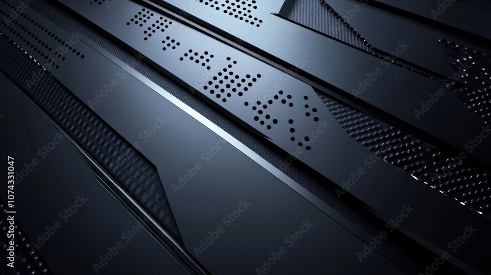 Aufkleber futuristic background with 3d geometric shapes in chrome and black, adding a modern, edgy look with 