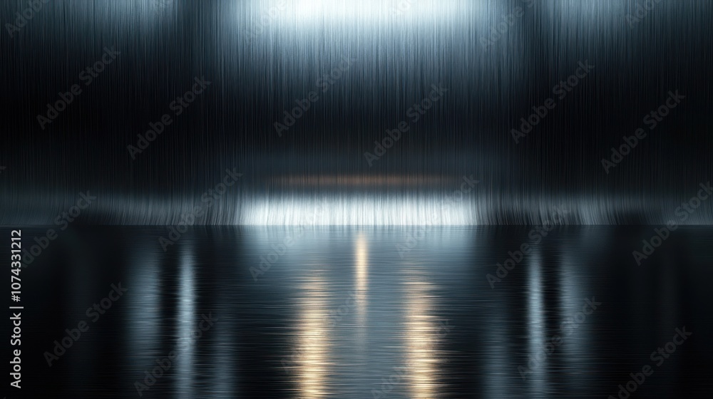 Poster futuristic background with smooth metallic textures and soft reflections, creating a sleek and moder