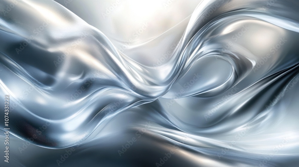 Poster futuristic background with smooth metallic textures and soft reflections, creating a sleek and moder