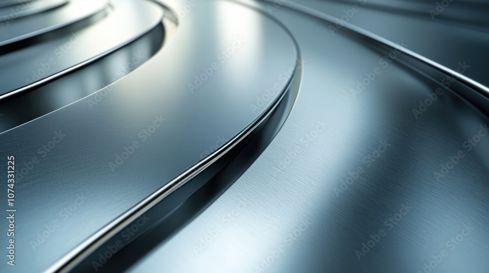 Poster futuristic background with smooth metallic textures and soft reflections, creating a sleek and moder