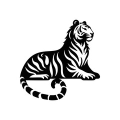 Obraz premium tiger icon silhouette black white