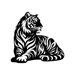 Obraz premium tiger icon silhouette black white