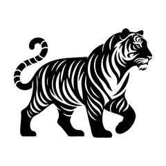 Naklejka premium tiger icon silhouette black white