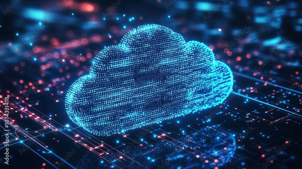Poster line, internet and big data connection for cloud storage, artificial intelligence and coding. blue, 