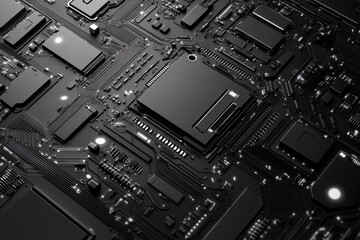 Fototapeta premium Abstract Close-Up of a Circuit Board: Exploring the Intricacies of Modern Technology