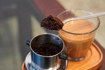 The nice taste of indonesian coffee in Purwokerto City, Central Java, Indonesia. It was taken on november 20, 2024 by a professional. It's a nice coffee with Indonesian culture