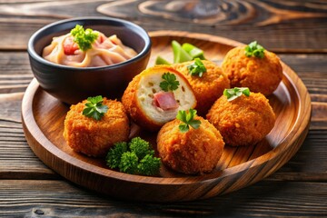 Ham Croquettes with Kimchi Mayonnaise - A Mouthwatering Silhouette Photography Perspective