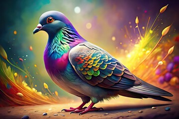 Fototapeta premium Hand Drawn Pigeon Illustration in High Dynamic Range for Creative Projects and Artworks