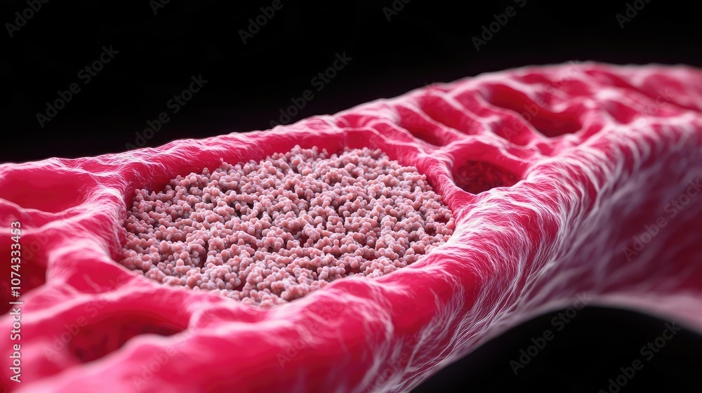Aufkleber microscopic view of a red blood vessel with granular structure.