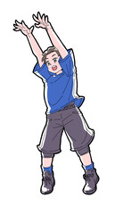 ブロックをする男の子のイラスト