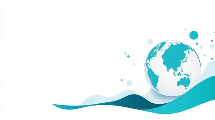 Modern Globe on Abstract Waves Background Design