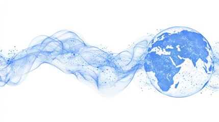 Abstract Blue Waves with Earth Outline Design