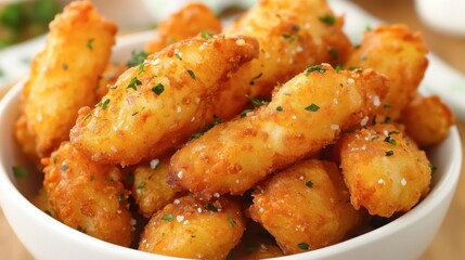 Crispy Golden Fried Snack Bites in Bowl