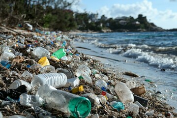 Obraz premium Waste and Plastic Pollution in the environment 