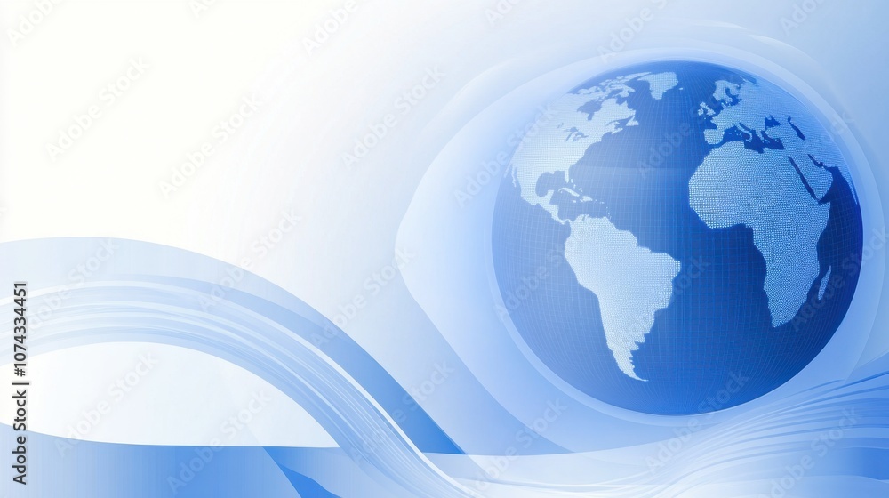 Poster blue abstract globe with waves and soft background