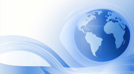 Blue Abstract Globe with Waves and Soft Background
