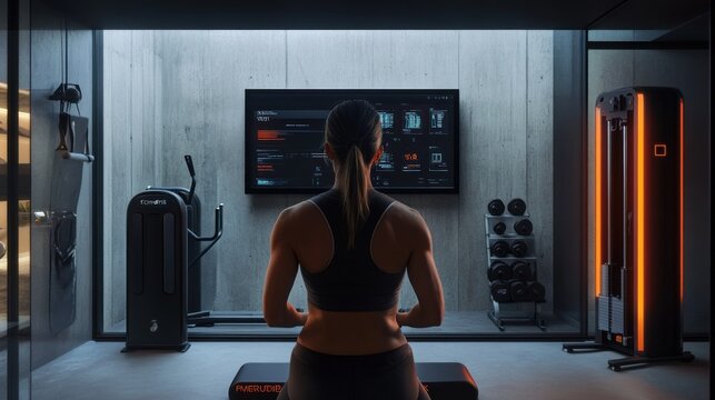 Woman Exercising in Modern Home Gym