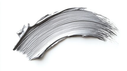 Silver paint brush stroke isolated on white background