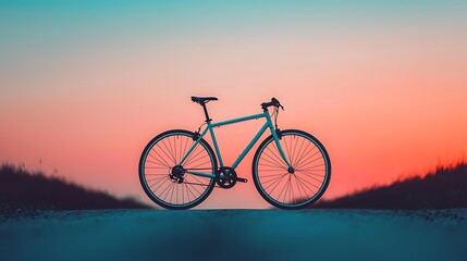 Fototapeta premium Discover the beauty of cycling at sunset with a stunning bicycle silhouette