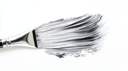Silver paint brush stroke isolated on white background