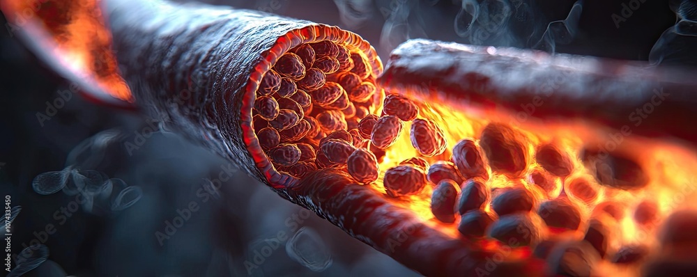 Poster Detailed depiction of cellular structures in a vibrant, dynamic environment.