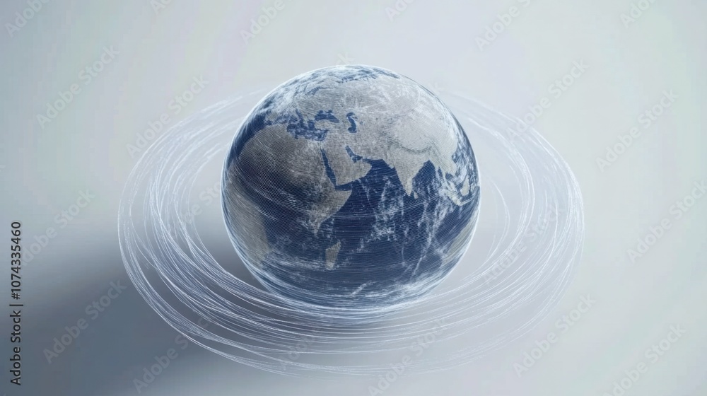 Poster dynamic globe with abstract motion lines