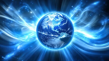 Fototapeta premium Stunning Earth With Abstract Light Effects