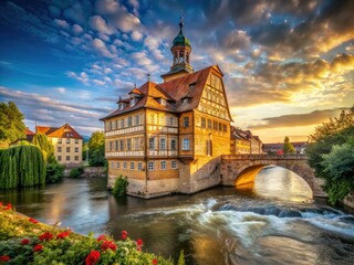Fototapeta premium Historic Old Town Hall in Bamberg: A Stunning Architectural Marvel
