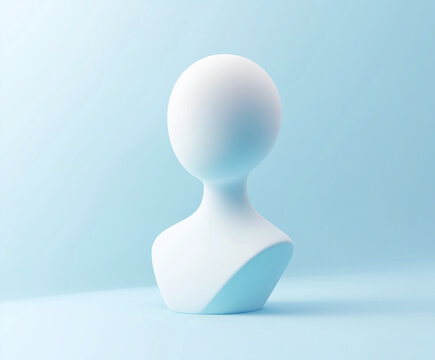 3D minimalistic blue avatar icon character