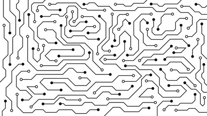 Black and White Circuit Background Vector: A Perfect Tech-Inspired for Digital, Engineering, and Electronic Themes.