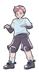 相手の攻撃を見てブロックの準備をする男の子のイラスト