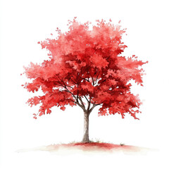 Obraz premium Watercolor Charming Red Sycamore Tree Illustration