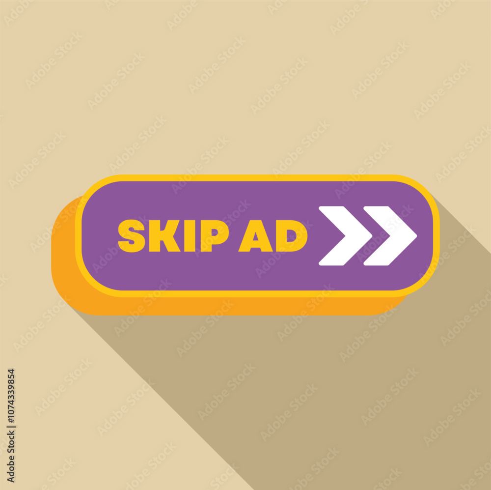 Poster skip ad button with arrow symbol, inviting users to skip advertisement content