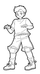 相手の攻撃を見てブロックの準備をする男の子のイラスト