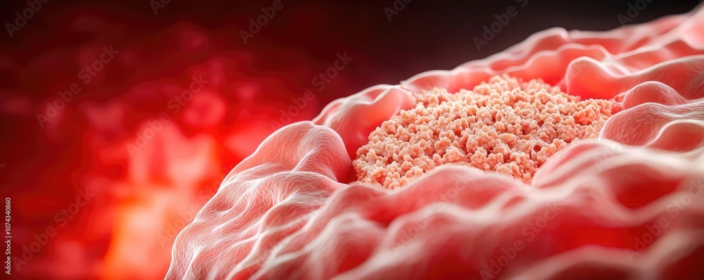 Poster Close-up view of a cell structure against a vivid background.
