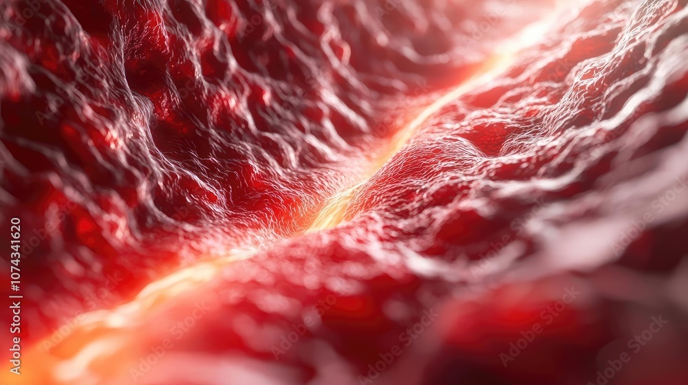 Poster Abstract texture with red patterns resembling geological formations.