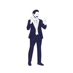 Obraz premium Fullbody of a successful businessman using phone