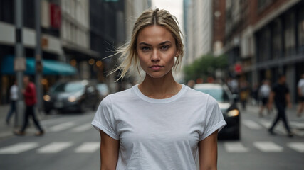 Smiling Woman in Urban Night Streetwear Fashion in New York