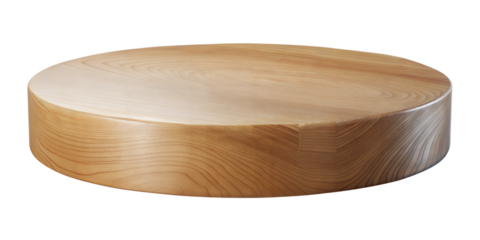 Natural Wood Textured Low Pedestal Stand with Polished Finish for Product Display - Transparent PNG
