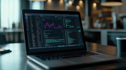 Modern Laptop with Data Analysis on Screen