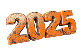 Vintage 2025 New Year Concept in Distressed Orange Color