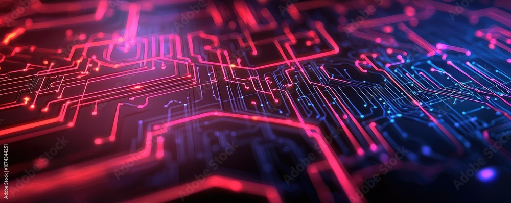 Poster Close-up of a colorful circuit board with intricate electronic patterns.