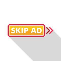 Skip ad button with a long shadow and two arrows pointing to the right