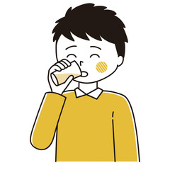 コップでお酒やジュースを飲む男性のイラスト