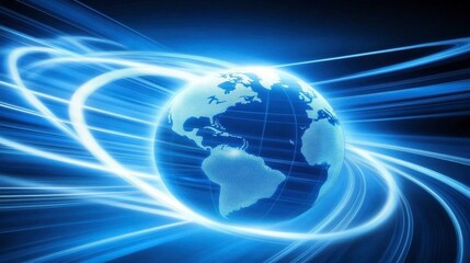 Blue Abstract Globe with Light Effects