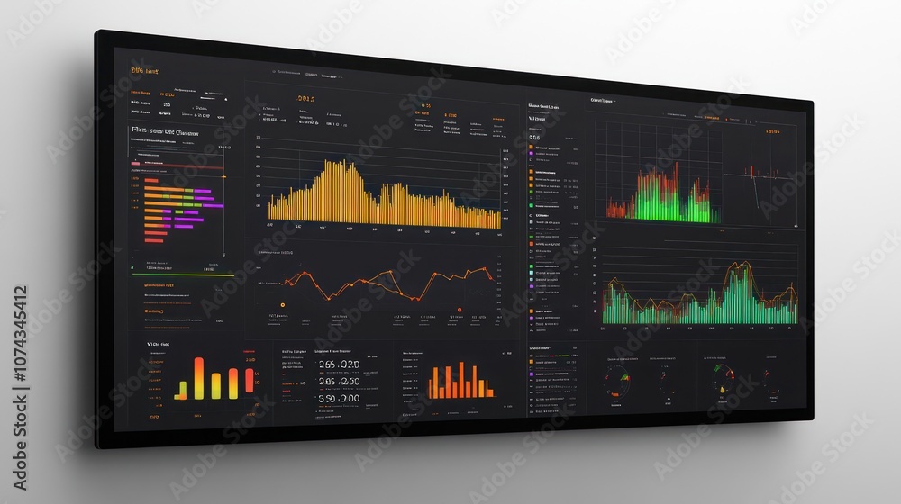 Aufkleber A data dashboard displaying analytics with various graphs and metrics for analysis.