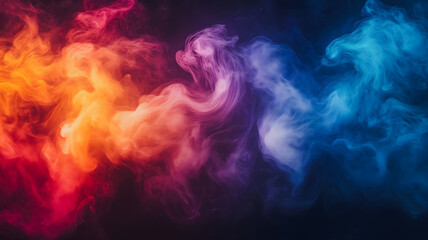A colorful smokey background with a red, orange, and blue swirl. The smoke is thick and colorful, creating a vibrant and dynamic atmosphere