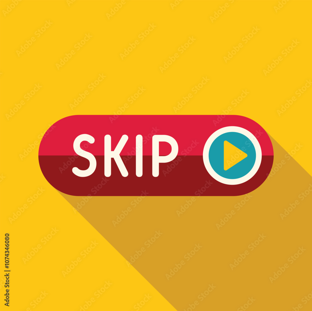 Poster skip button with play symbol is encouraging user to skip content
